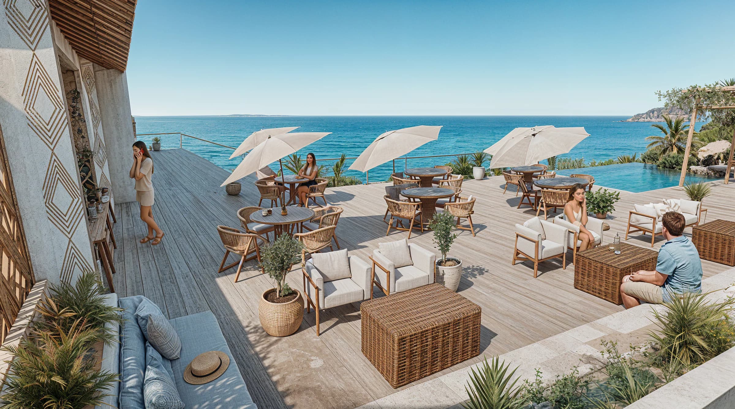 Nayari’s general rooftop lounge overlooking the ocean
