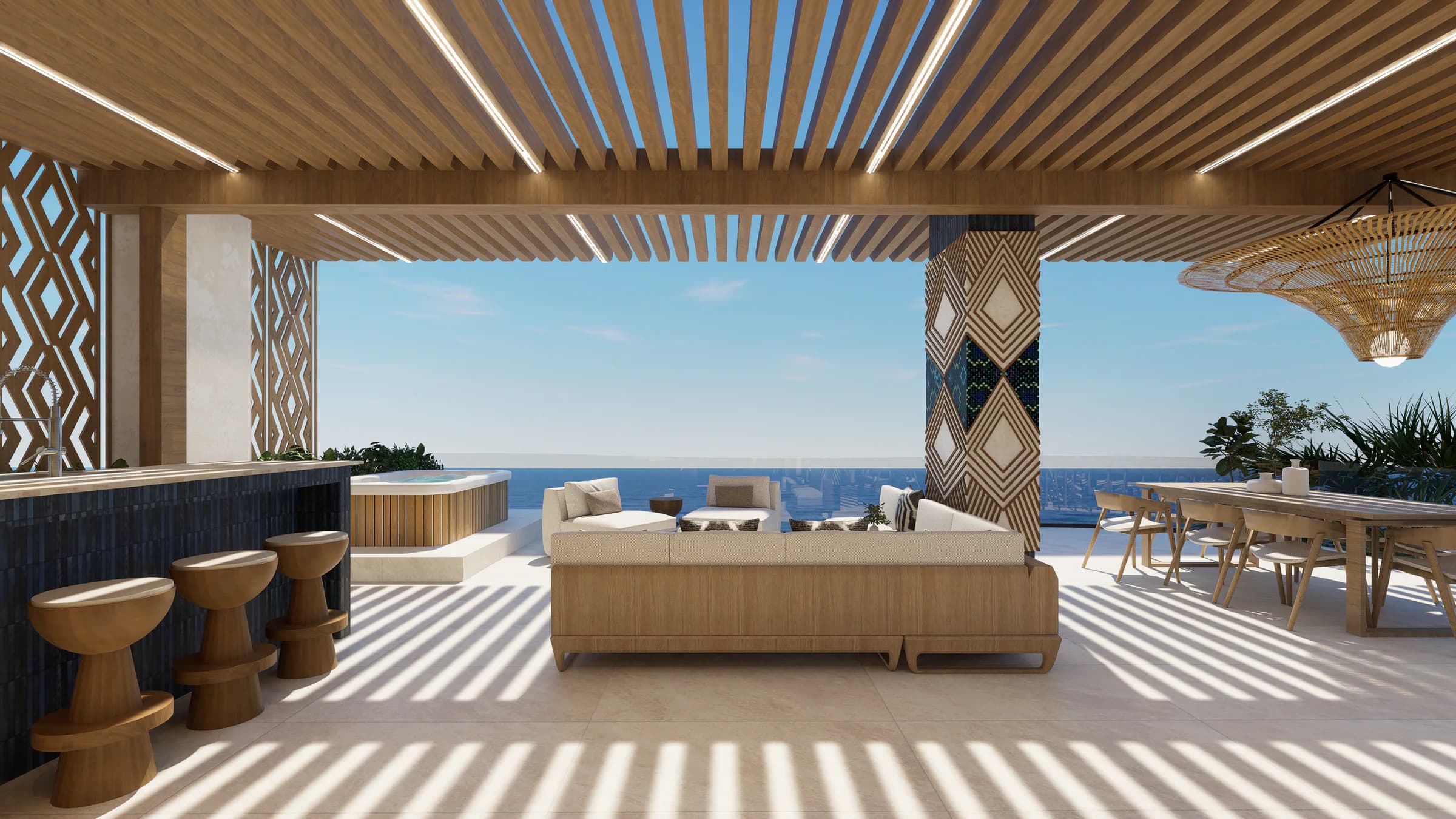 Outdoor living area in the Grand Terrace residence configuration