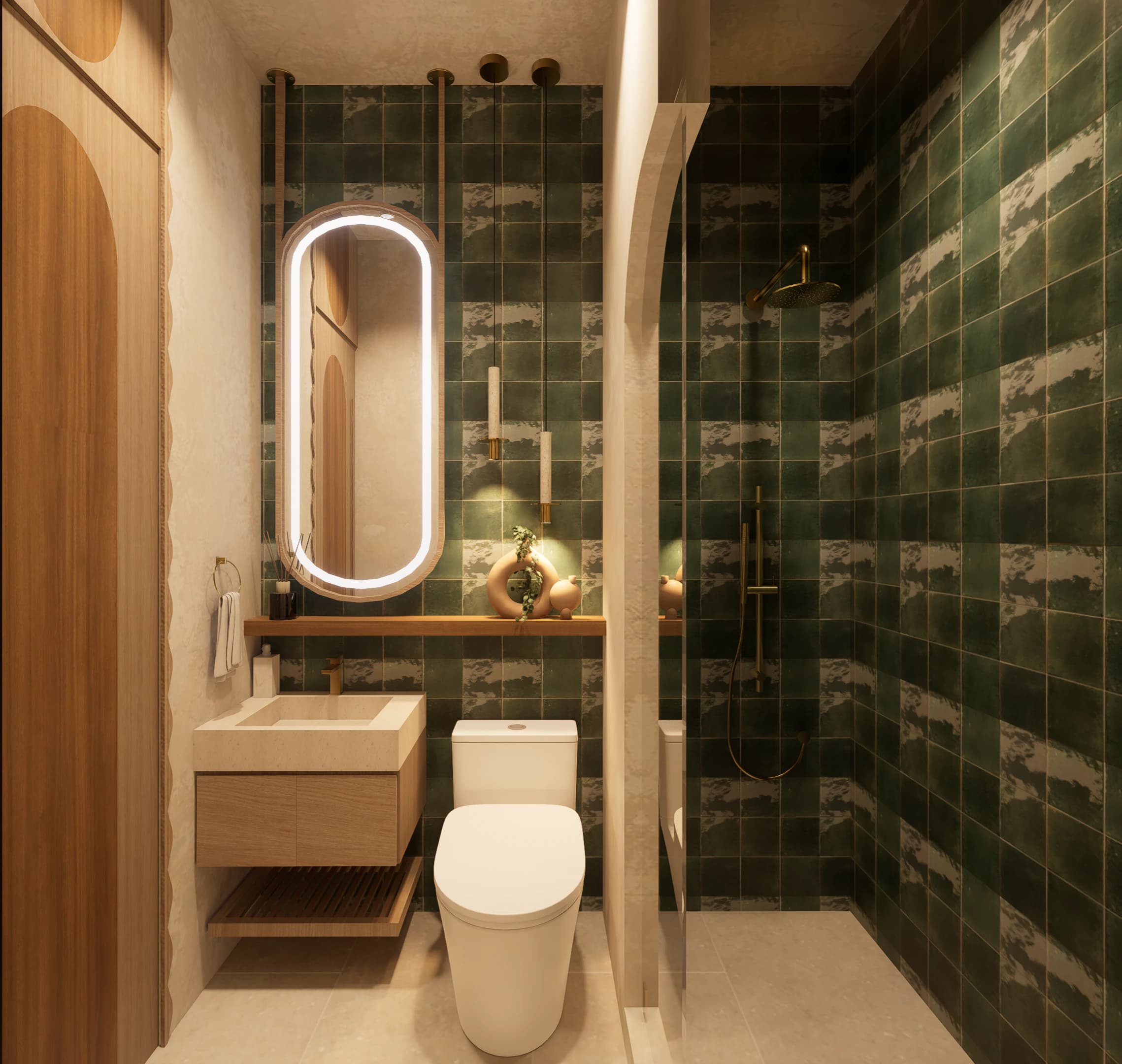 Bathroom interior in a one-bedroom Nayari residence