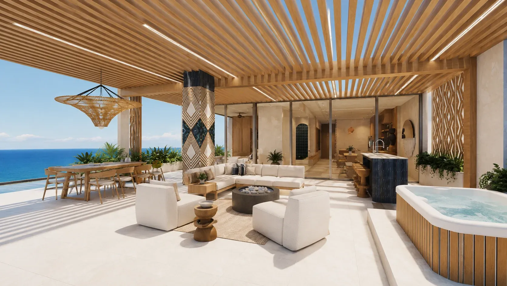 Outdoor living area in the Grand Terrace residence configuration